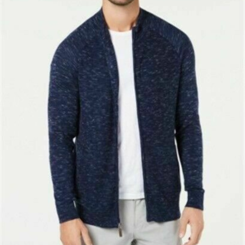Club‎ Room Textured Full-Zip Cardigan Navy Mens Sm